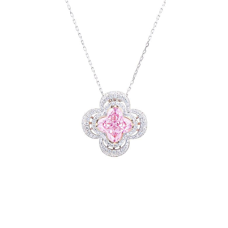 Clover Cut Pink Diamond Necklace, Necklaces