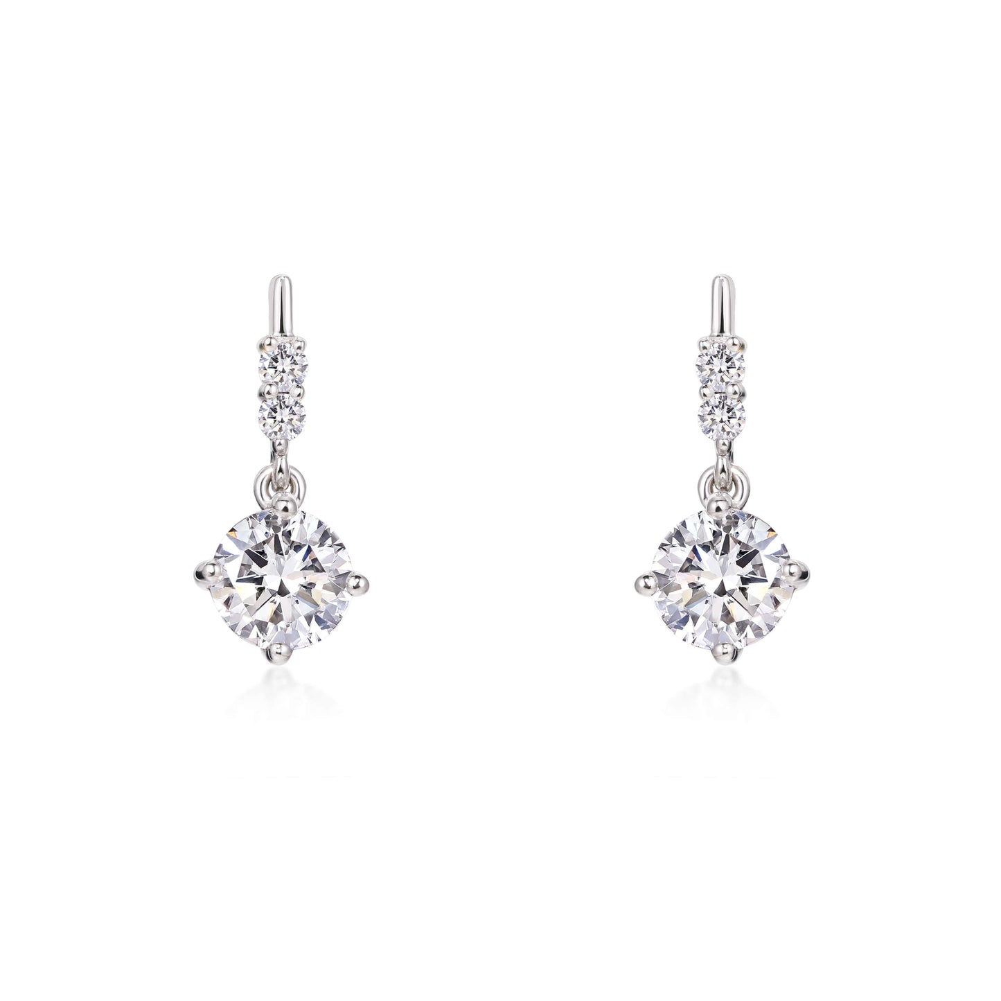 Classic Round Diamond Drop Earrings Platinum | Elora