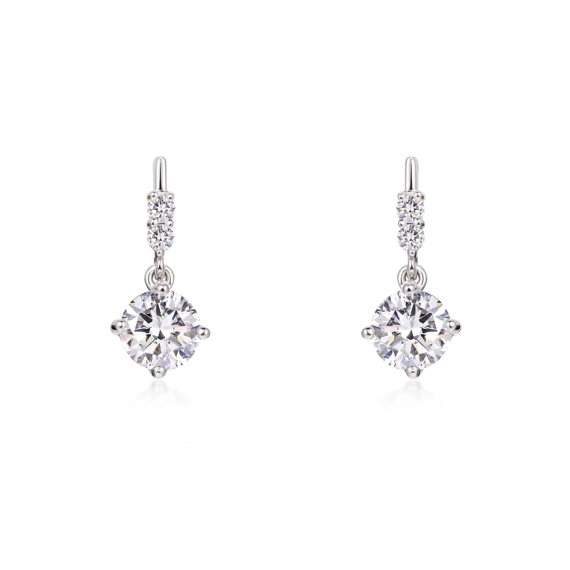 Classic Round Diamond Drop Earrings Platinum | Elora