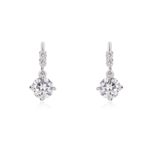 Classic Round Diamond Drop Earrings Platinum | Elora