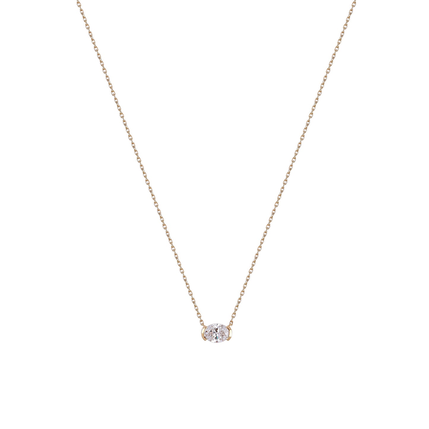 Rose Gold Radiance Oval Diamond Necklace, Necklaces
