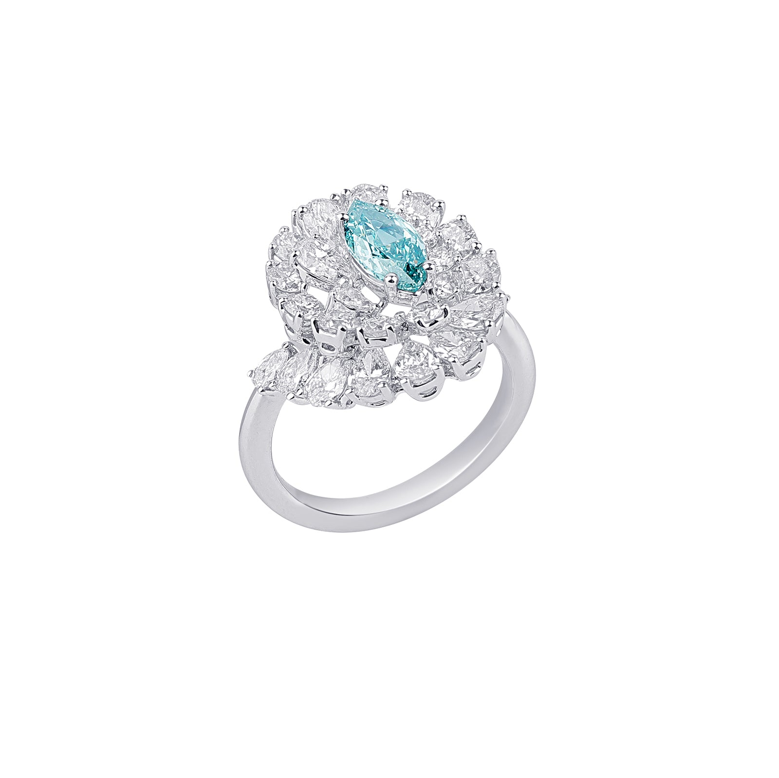Lainey - Marquise Cut Green Diamond Ring, Rings