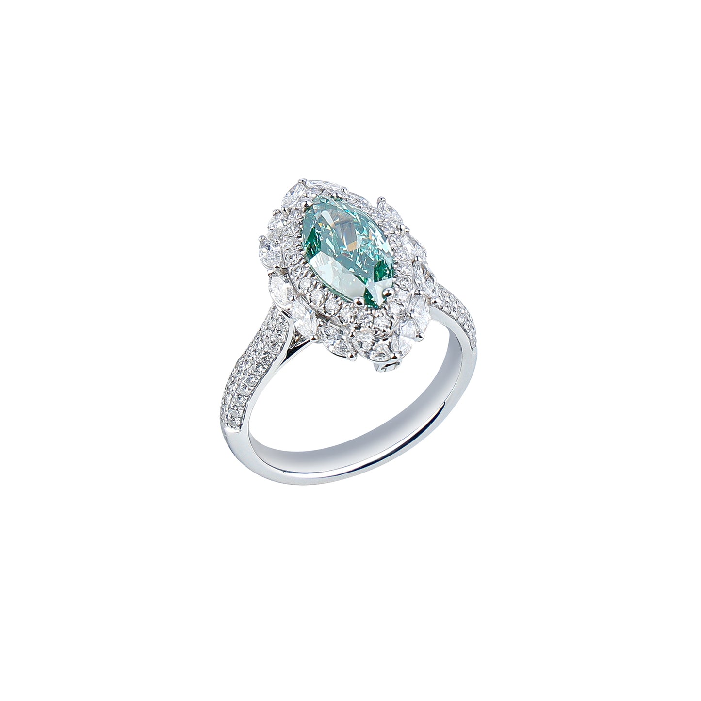 Everly - Marquise Cut Green Diamond Ring, Rings