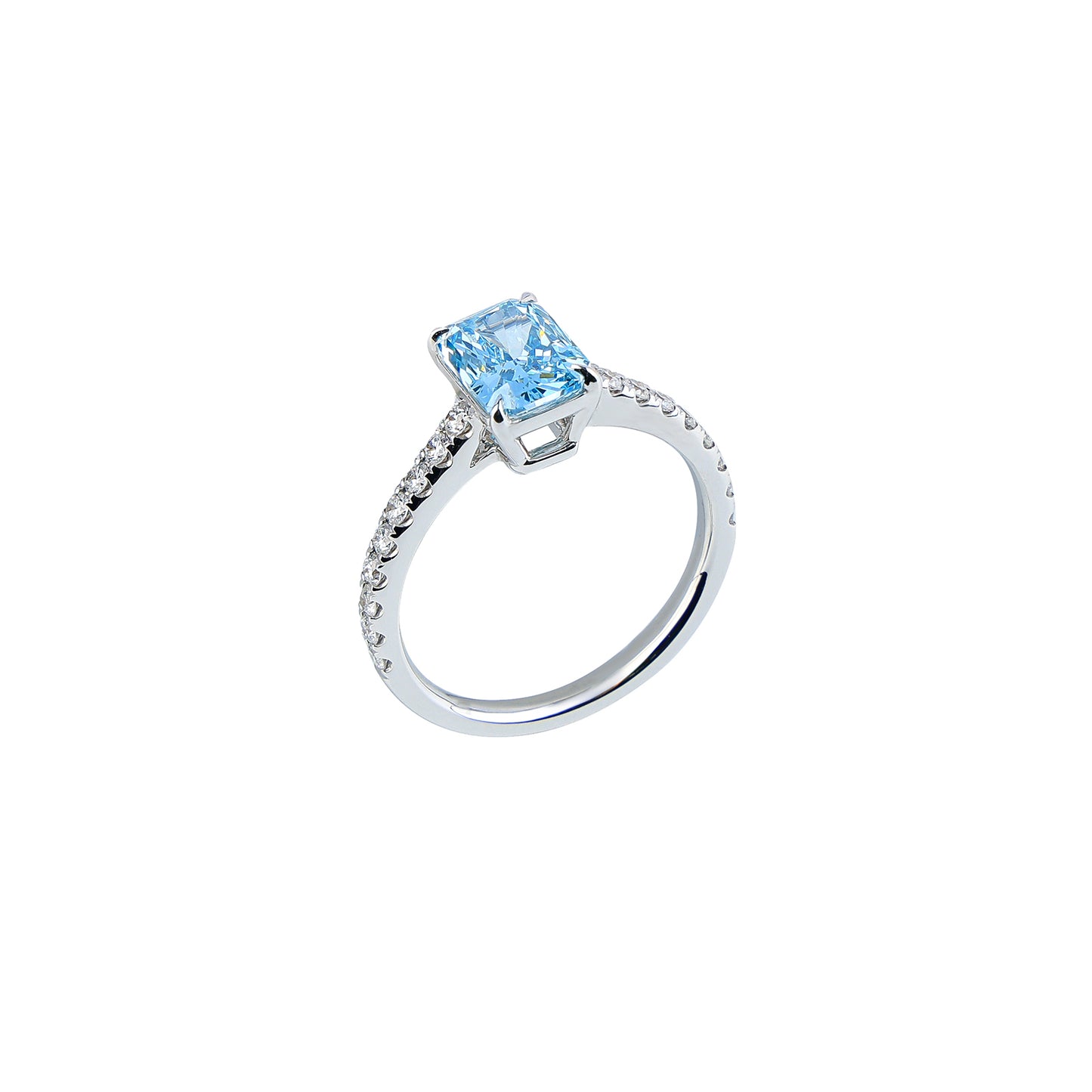 Kennedy - Radiant Cut Blue Diamond Ring, Rings