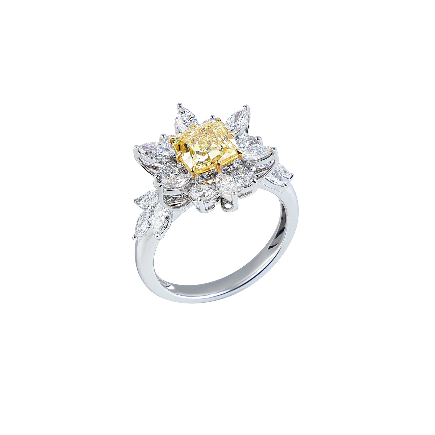 Maeve - Cushion Cut Yellow Diamond Ring, Rings