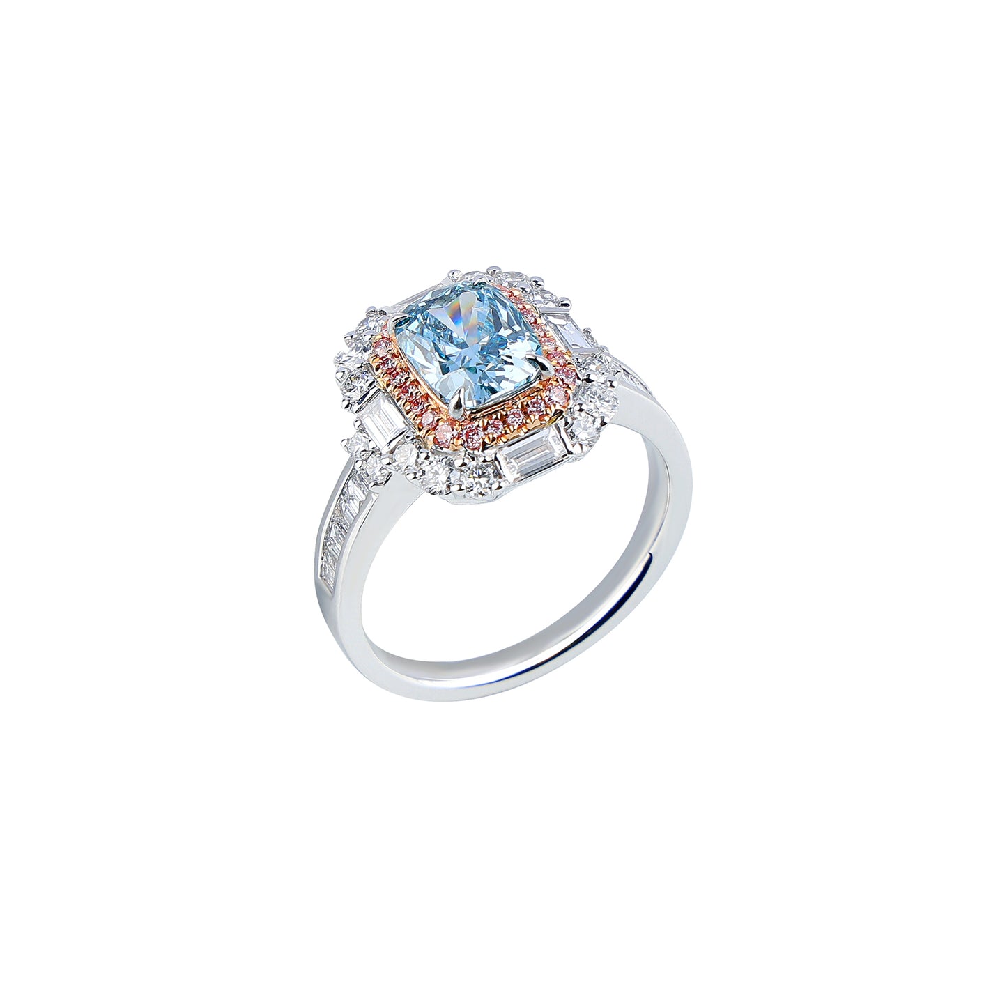 Athena - Radiant Cut Blue Diamond Ring, Rings