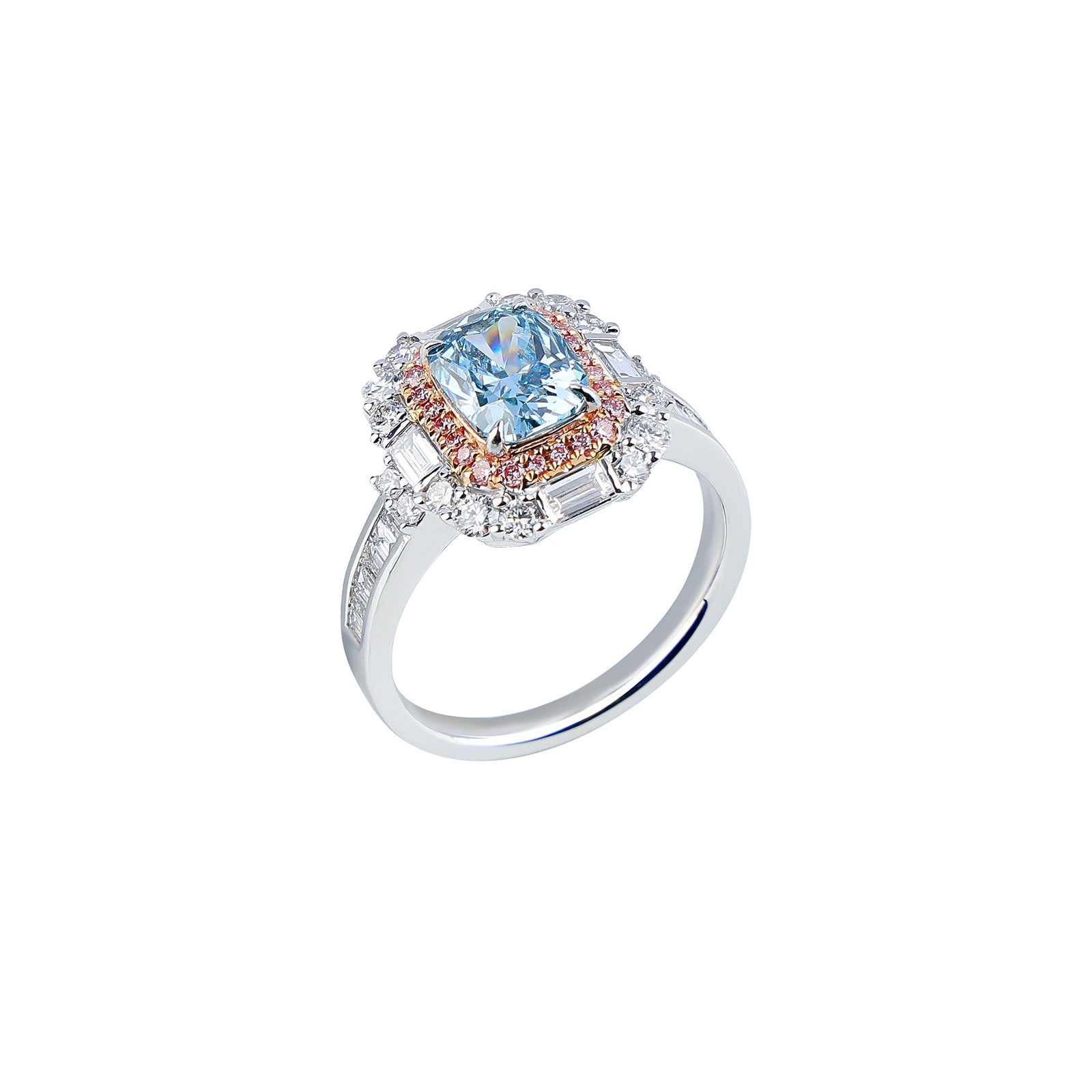 Athena - Radiant Cut Blue Diamond Ring, Rings