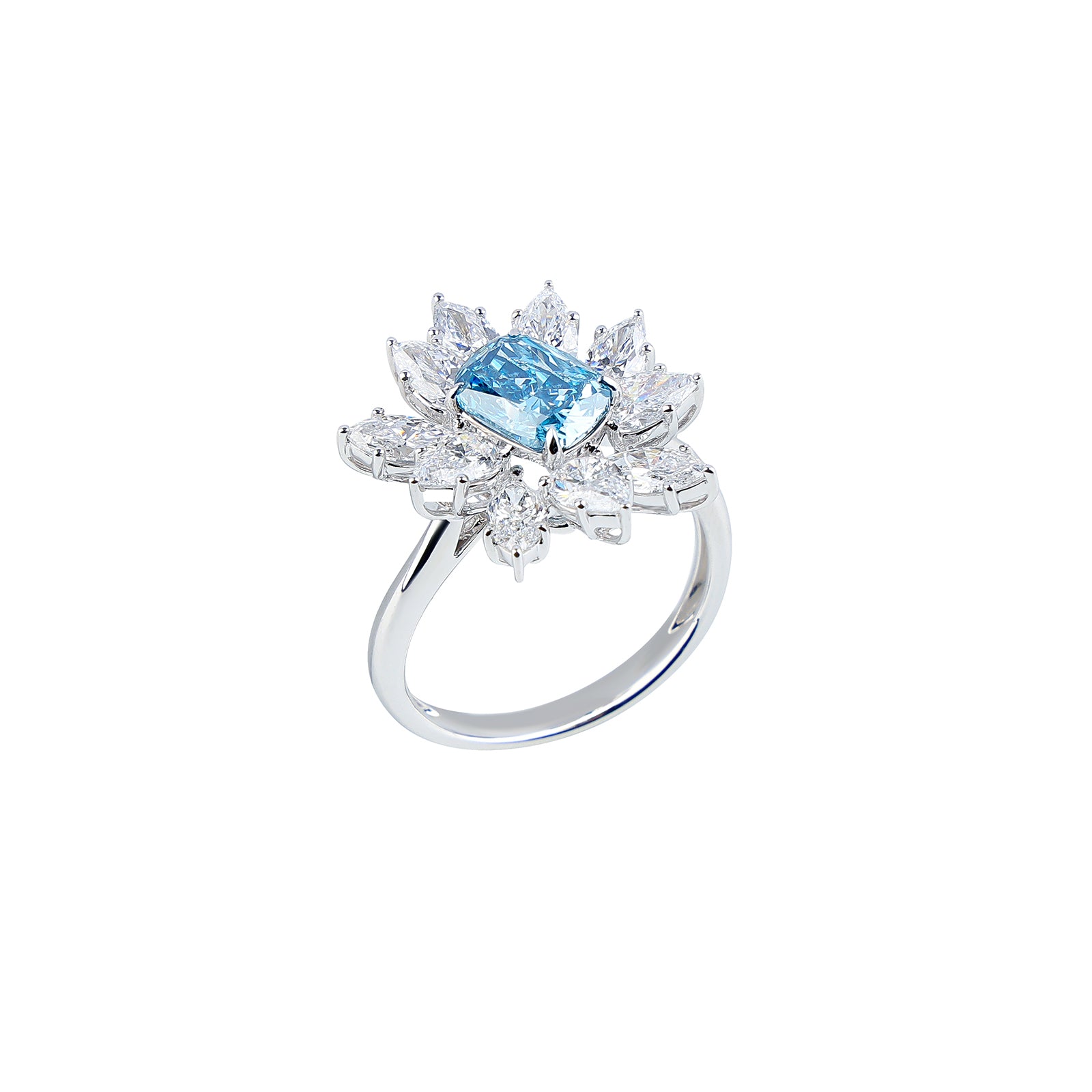 Eden - Cushion Cut Blue Diamond Ring, Rings