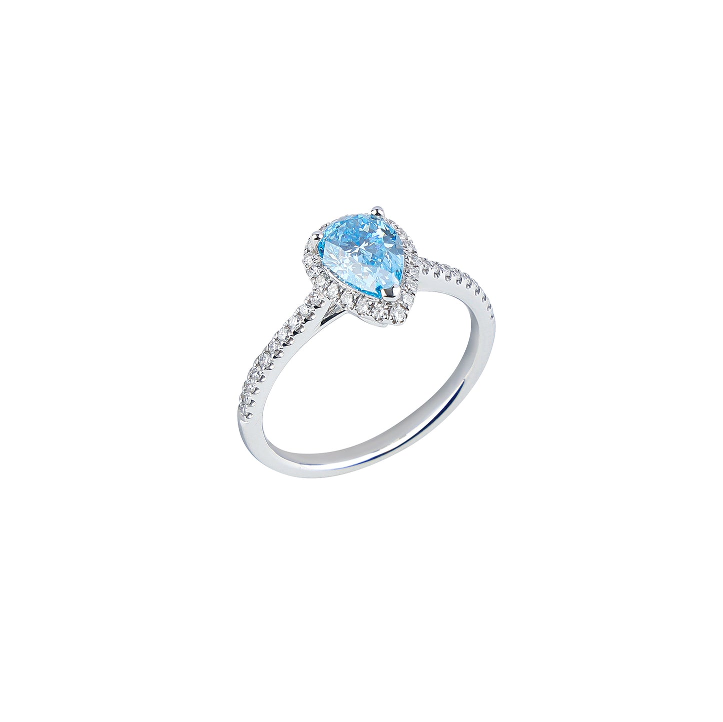 Vivian - Pear Cut Blue Diamond Ring, Rings
