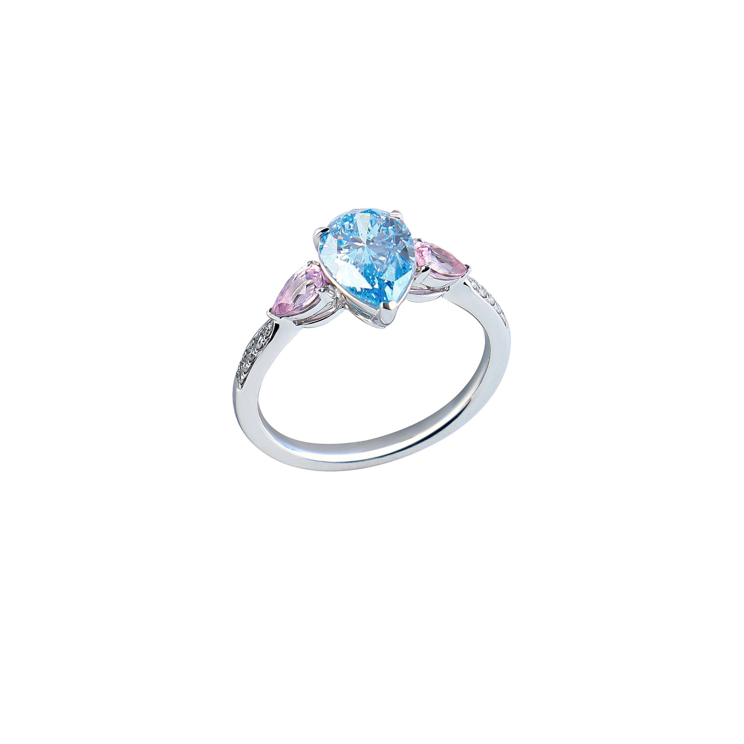 Clara - Pear Cut Blue Diamond Ring, Rings