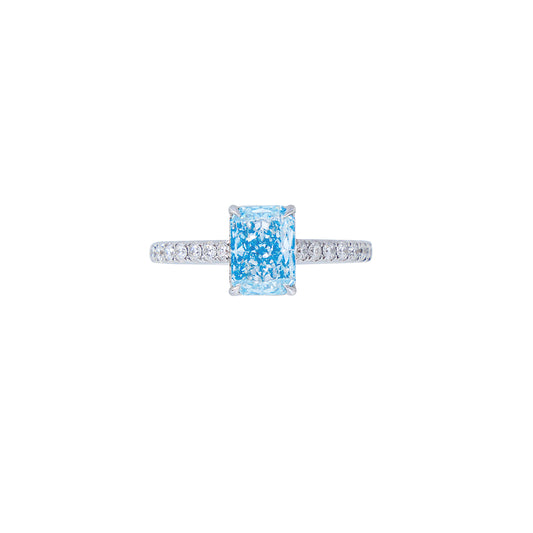 Kennedy - Radiant Cut Blue Diamond Ring, Rings