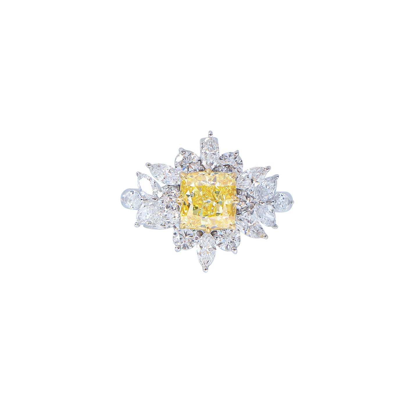 Maeve - Cushion Cut Yellow Diamond Ring, Rings