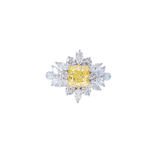 Maeve - Cushion Cut Yellow Diamond Ring, Rings