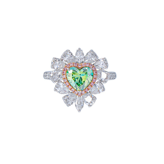 Sadie - Heart Cut Green Diamond Ring, Rings