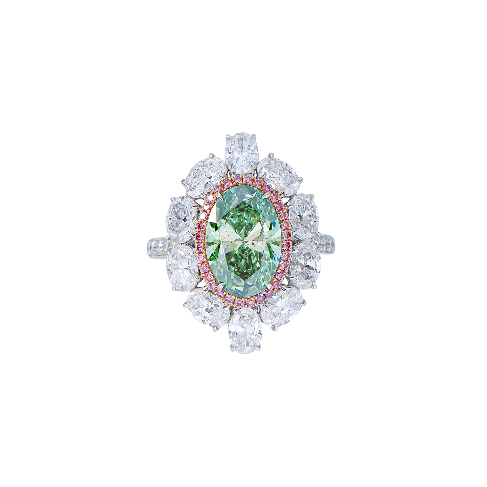 Claire - Oval Cut Green Diamond Ring, Rings