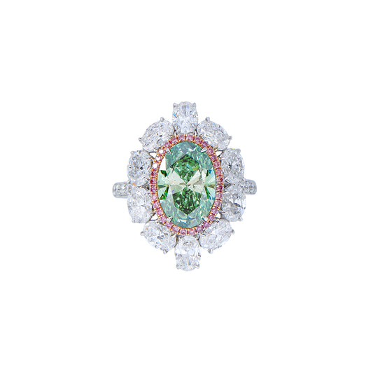 Claire - Oval Cut Green Diamond Ring, Rings