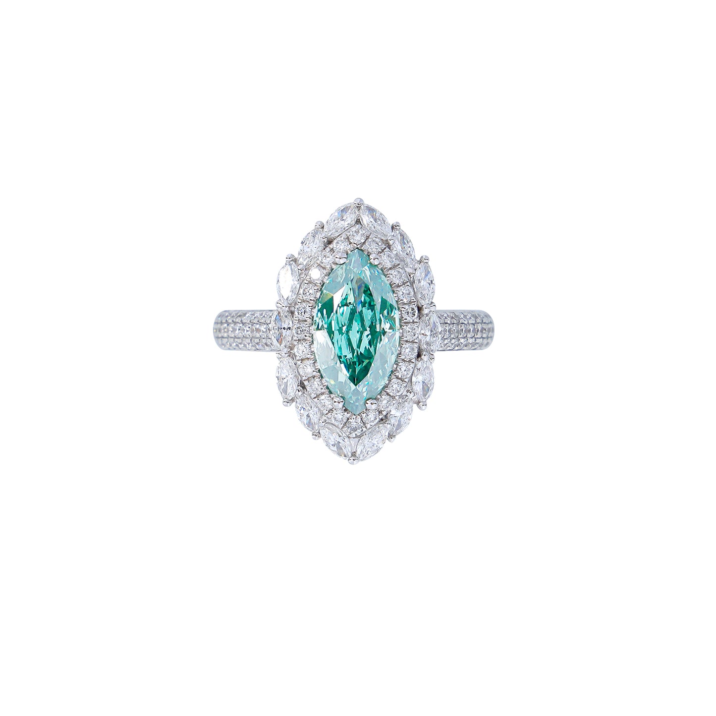 Everly - Marquise Cut Green Diamond Ring, Rings