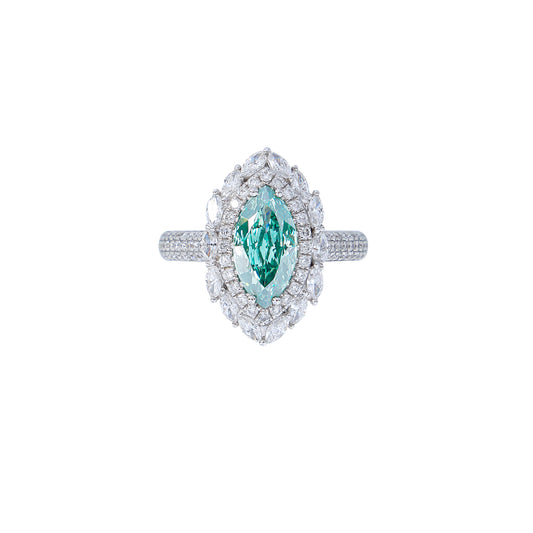 Everly - Marquise Cut Green Diamond Ring, Rings