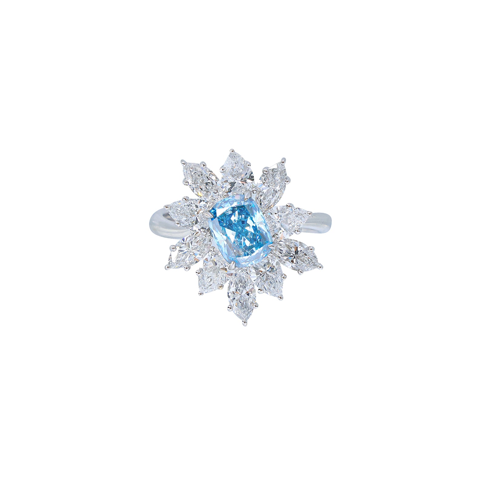Eden - Cushion Cut Blue Diamond Ring, Rings