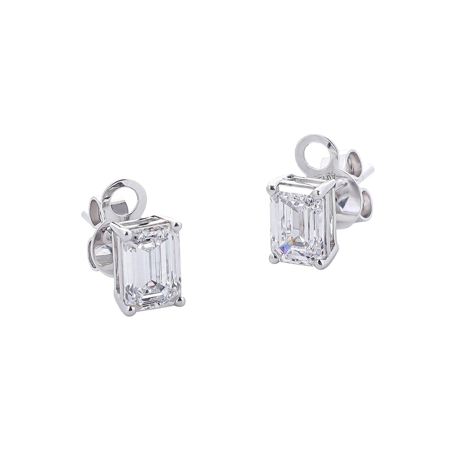 Emerald Cut Diamond Stud Earrings, Earrings