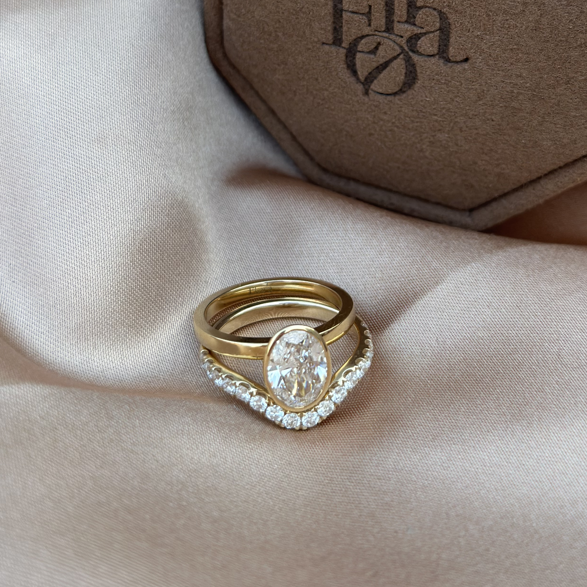 Eleanor ring paired with a contour band, showcasing its stackable design