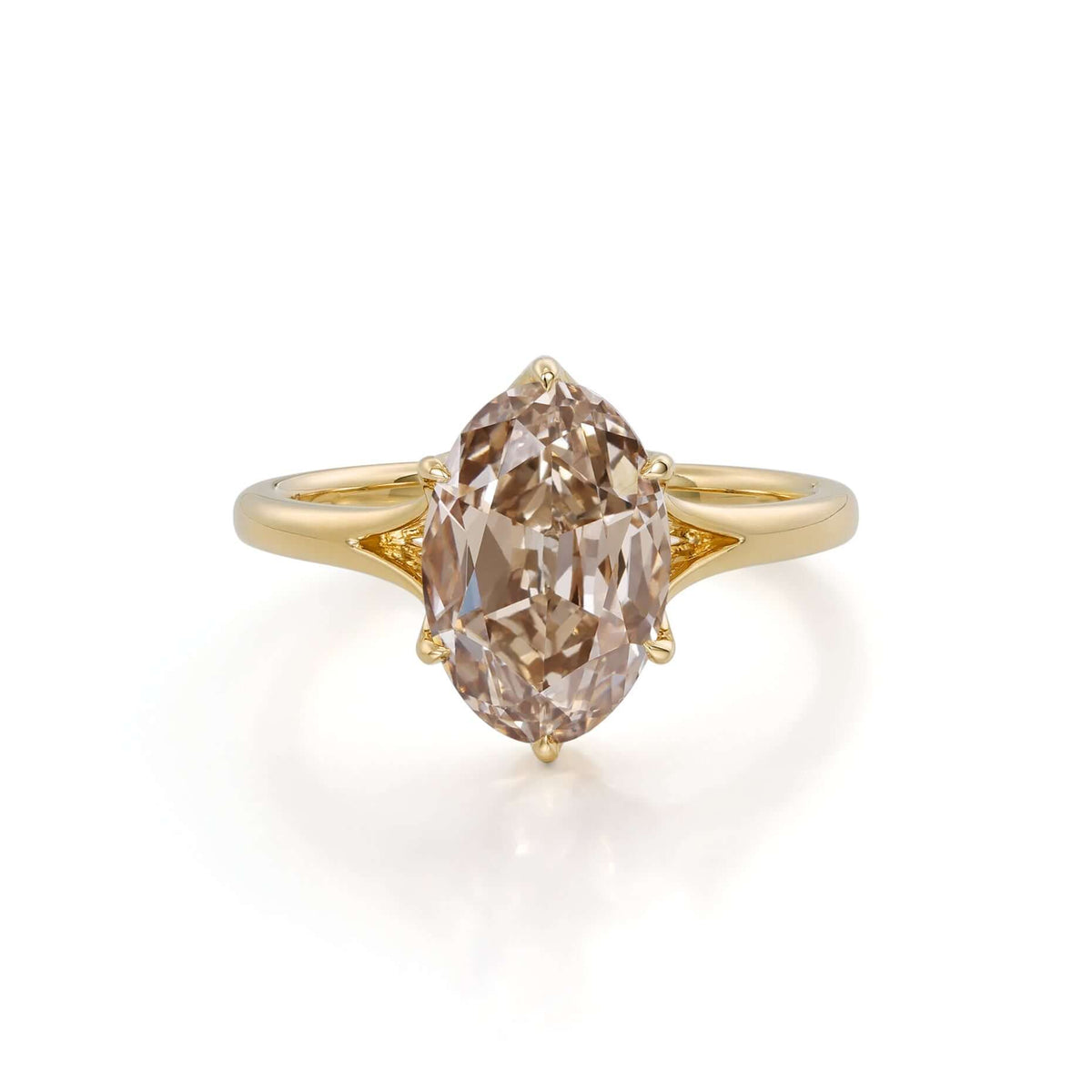 Custom Order Final Payment - Oval Cut Lab Champagne Diamond Ring in yellow gold setting with 3.23ct champagne diamond.