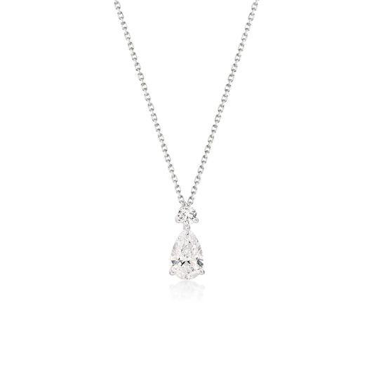 Face view 0.77ct Pear Cut Diamond Pendant Necklace in Platinum | Scarlett | Elora
