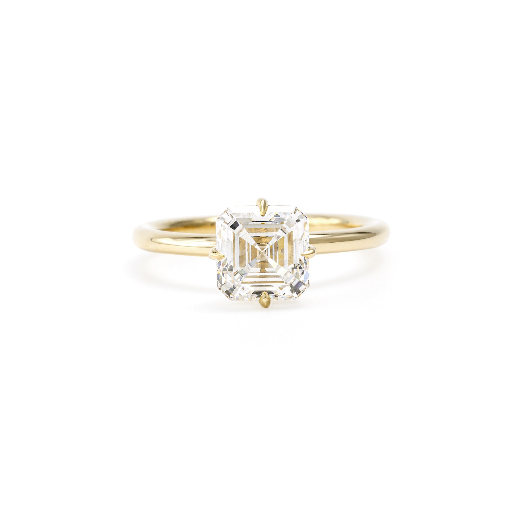 Face view Luca Asscher Cut Lab Grown Diamond Solitaire Engagement Ring in 14K Gold