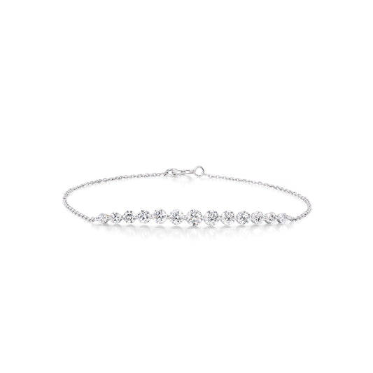 Face view Tennis Diamond Bracelet line of round diamonds in Platinum | Claire | Elora