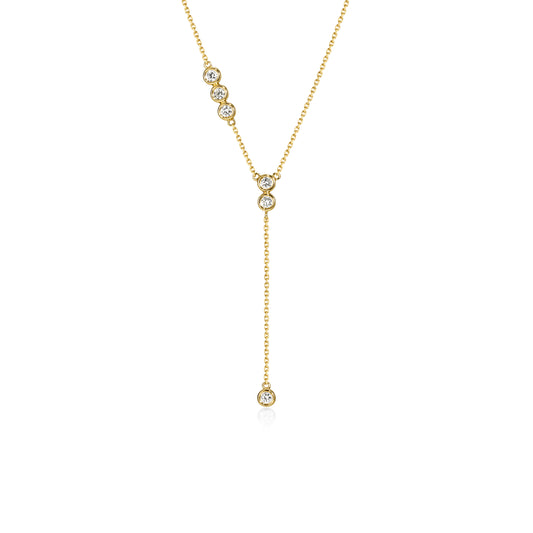 Fave view Cascade bezel-set round Diamond Lariat Necklace in 14k/18k Yellow Gold | Celina | Elora