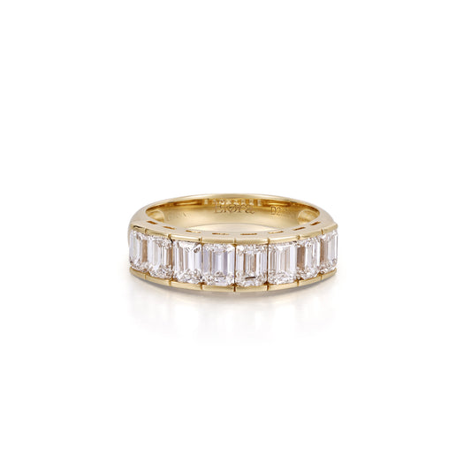 Front View 2.26ctw Emerald Cut Lab-Grown Channel-set Diamond Eternity Band in 14K/18K Gold | Elloit | Elora
