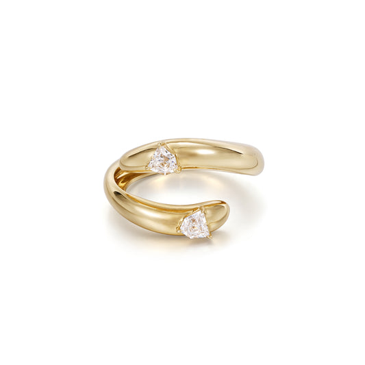 Front View Embrace Wedding Band in 14K/18K Gold with Two separate bands gently curve | Mia | Elora
