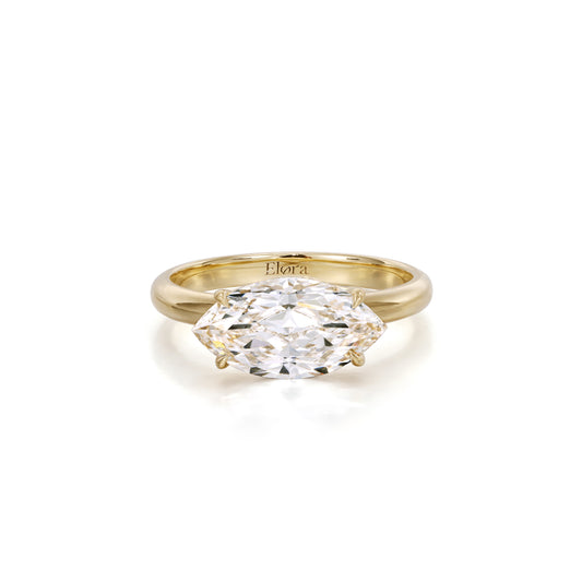 Front View Marquise Cut Lab-Grown Diamond East West Engagement Ring in 14K/18K Gold | Marina | Elora