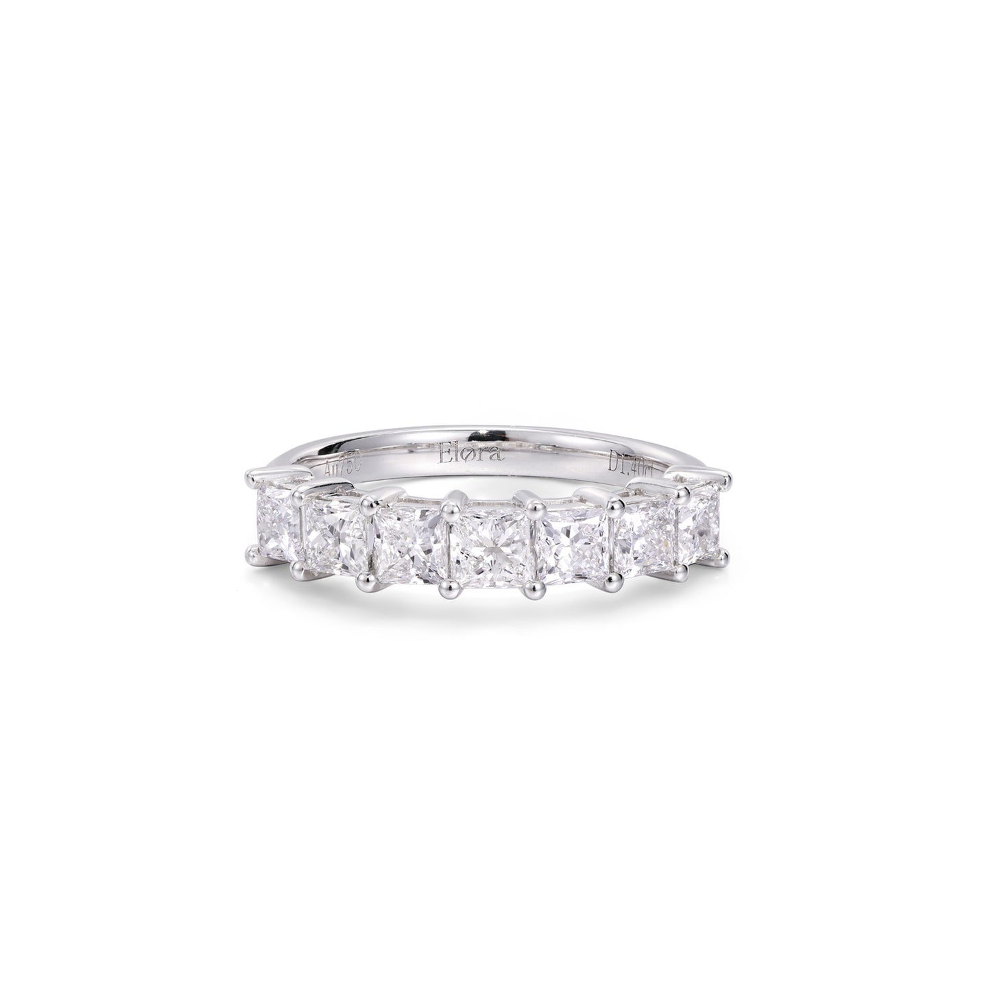 Front view 1.4ctw Princess Cut Lab-Grown Diamond Eternity Band in 18K White Gold | Lyla | Elora