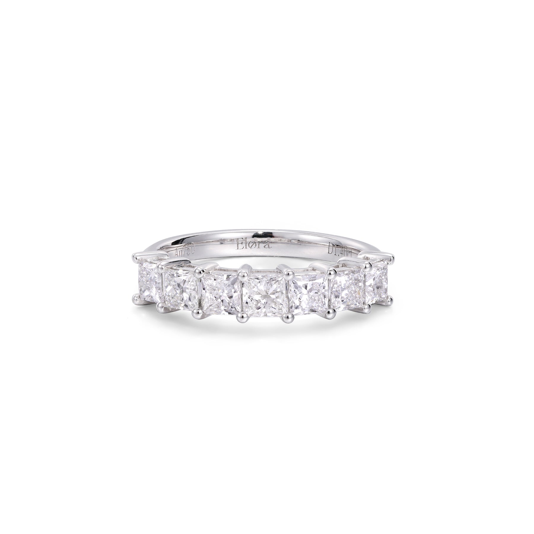 Front view 1.4ctw Princess Cut Lab-Grown Diamond Eternity Band in 18K White Gold | Lyla | Elora
