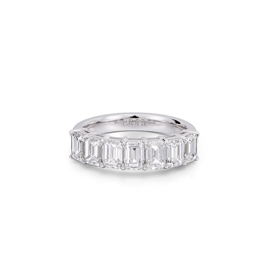 Front view 2.31ctw Emerald Cut Lab-Grown Diamond Eternity Band in Platinum | Eden | Elora