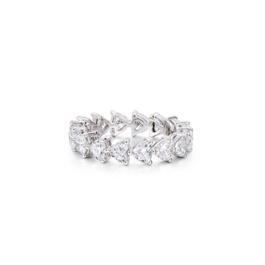 Front view 2.65ctw Heart Cut Lab-Grown Diamond Eternity Band in Platinum | Paisley | Elora