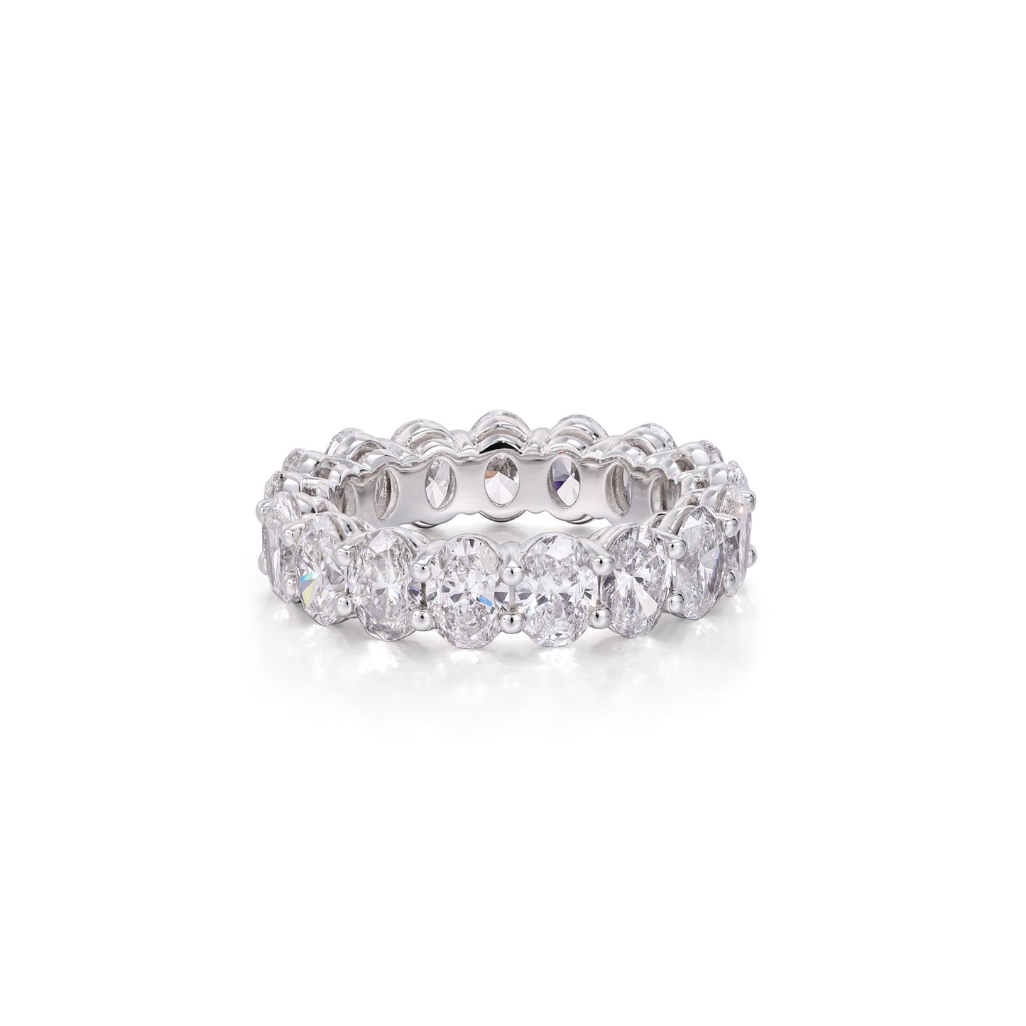 Front view 5.16ctw Oval Cut Lab-Grown Diamond Eternity Band in Platinum | Ava  | Elora