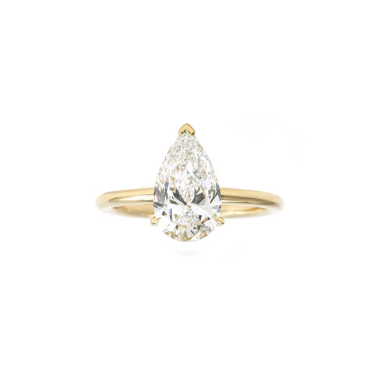 Front view Giselle Pear Cut Lab Grown Diamond Solitaire Engagement Ring in 14K Gold