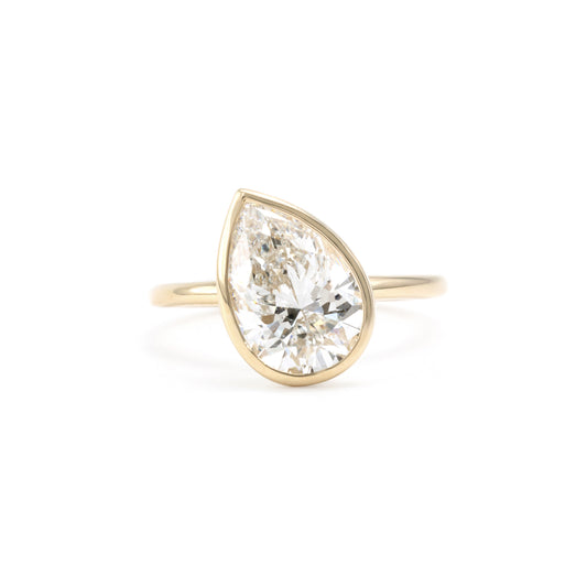 Front view Sofia Tilted Pear Cut Lab Grown Diamond Bezel Engagement Ring
