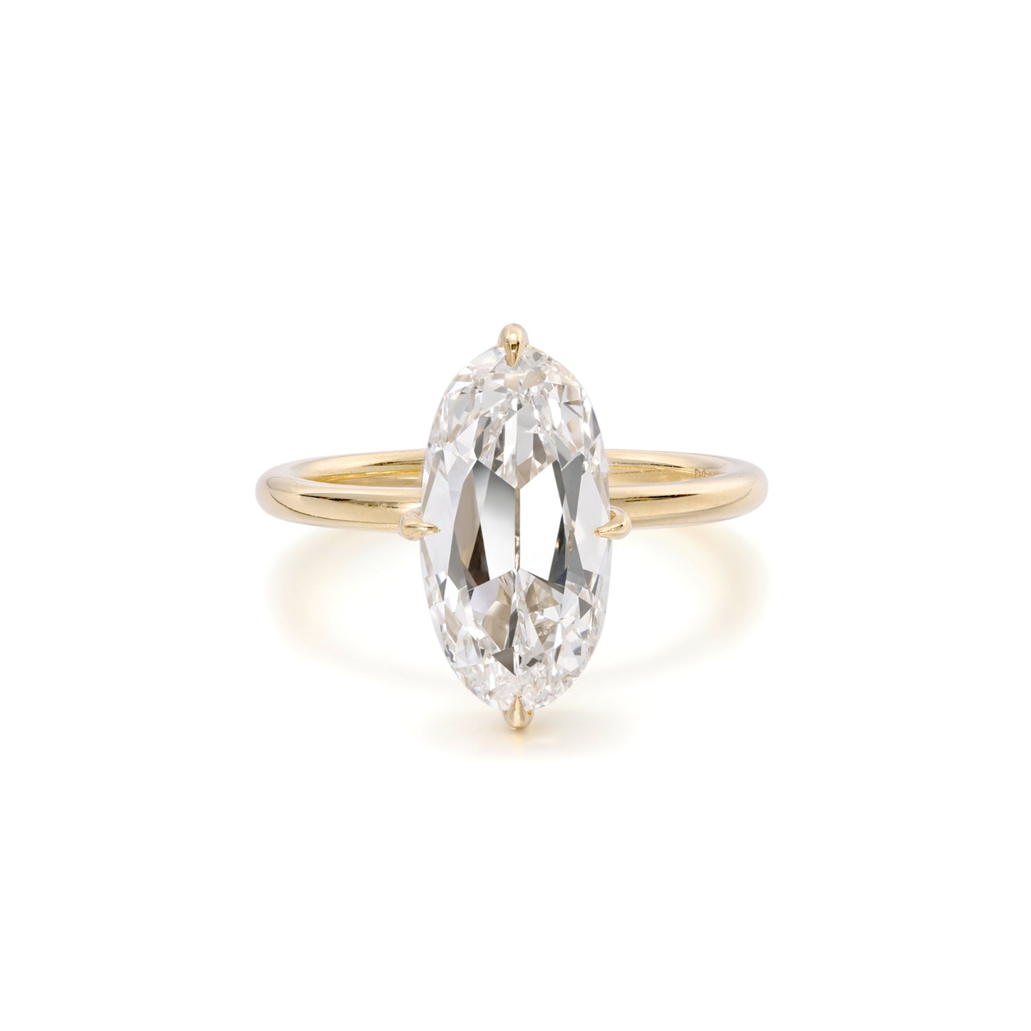 Front view of Belle Oval cut lab-grown diamond ring in 14K/18K yellow gold