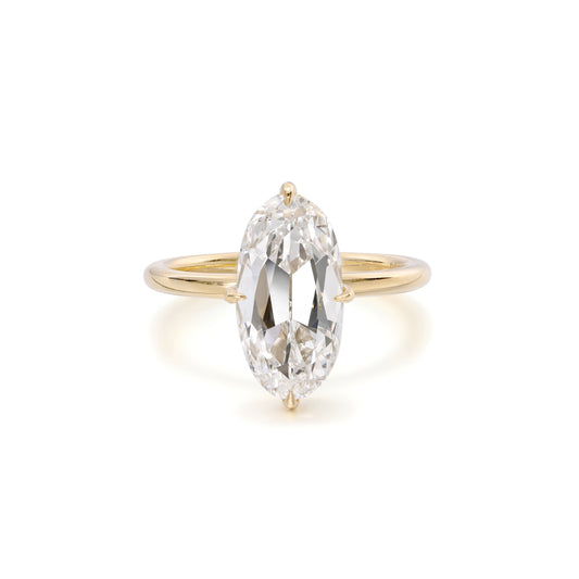 Front view of Belle Oval cut lab-grown diamond ring in 14K/18K yellow gold