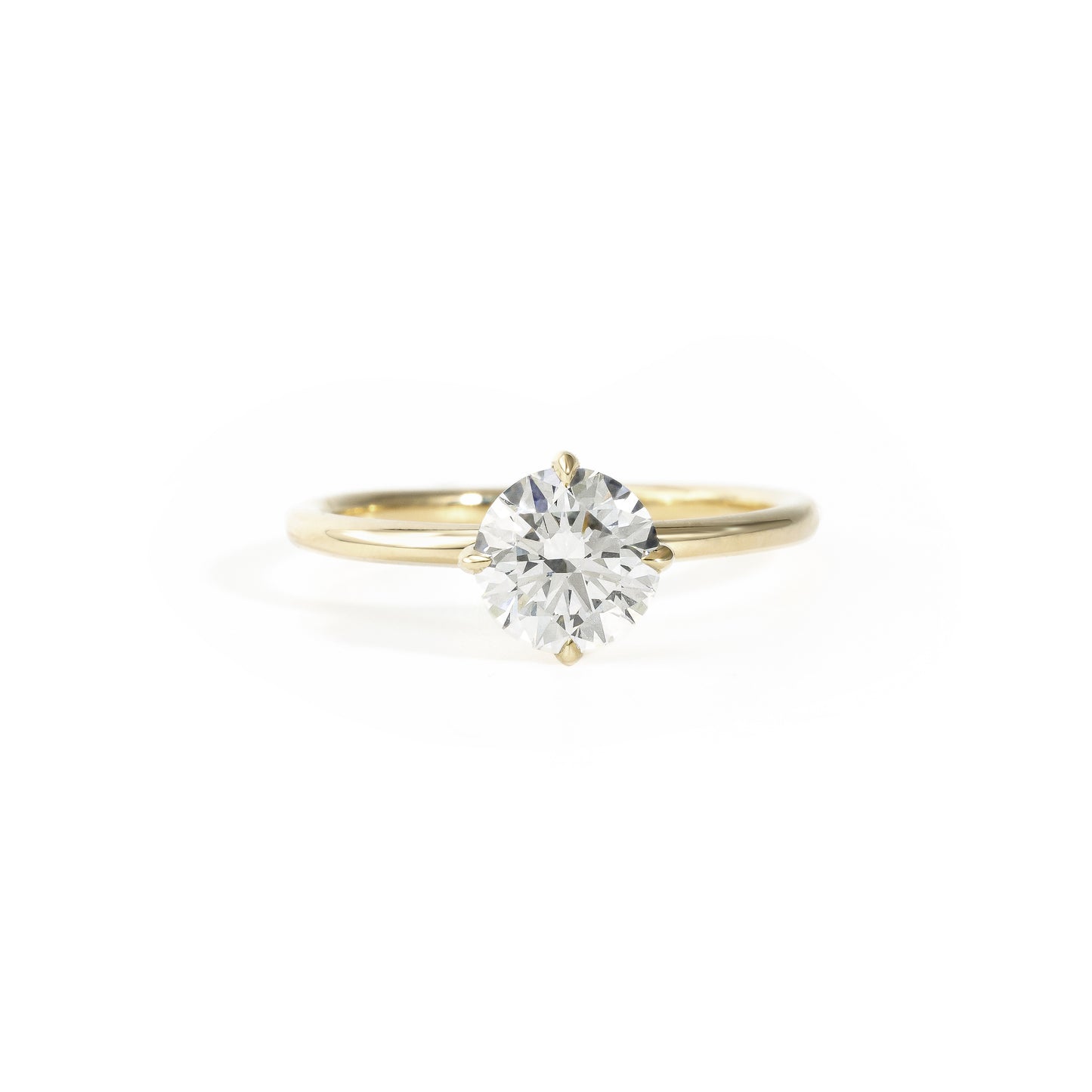 Front view of Layla round cut lab-grown diamond ring in 14K gold