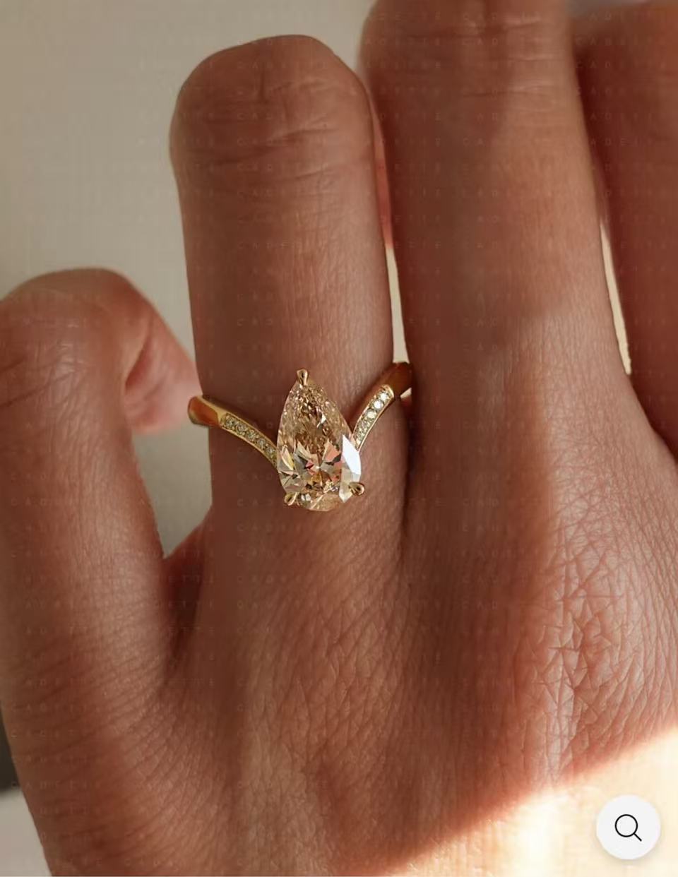 Custom Order Deposit-2ct champagne pear lab grown Diamond ring