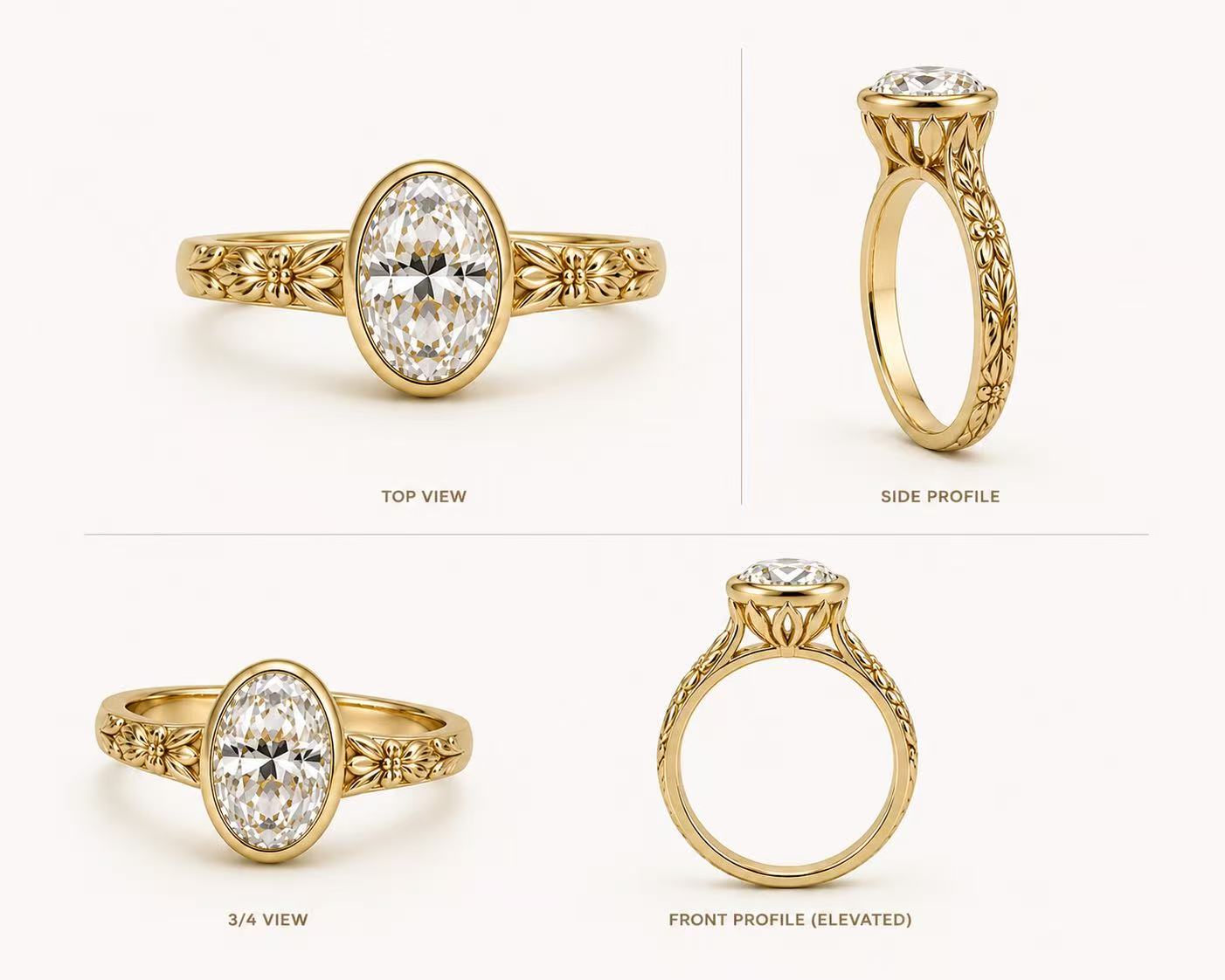 Custom Order Deposit - 3ct Old Mine Cut Oval Lab Diamond Ring