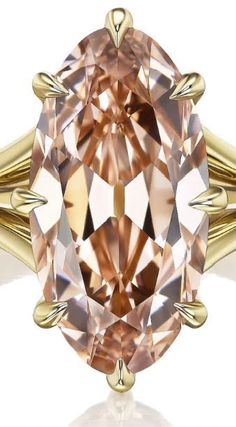 Custom Order Deposit - 2.5-3ct Elongated Moval Cut Lab Champagne Diamond Ring