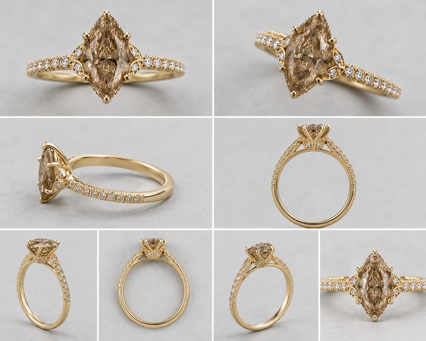 Custom Order Deposit - 3.5ct Marquise Cut Lab Champagne Diamond Ring