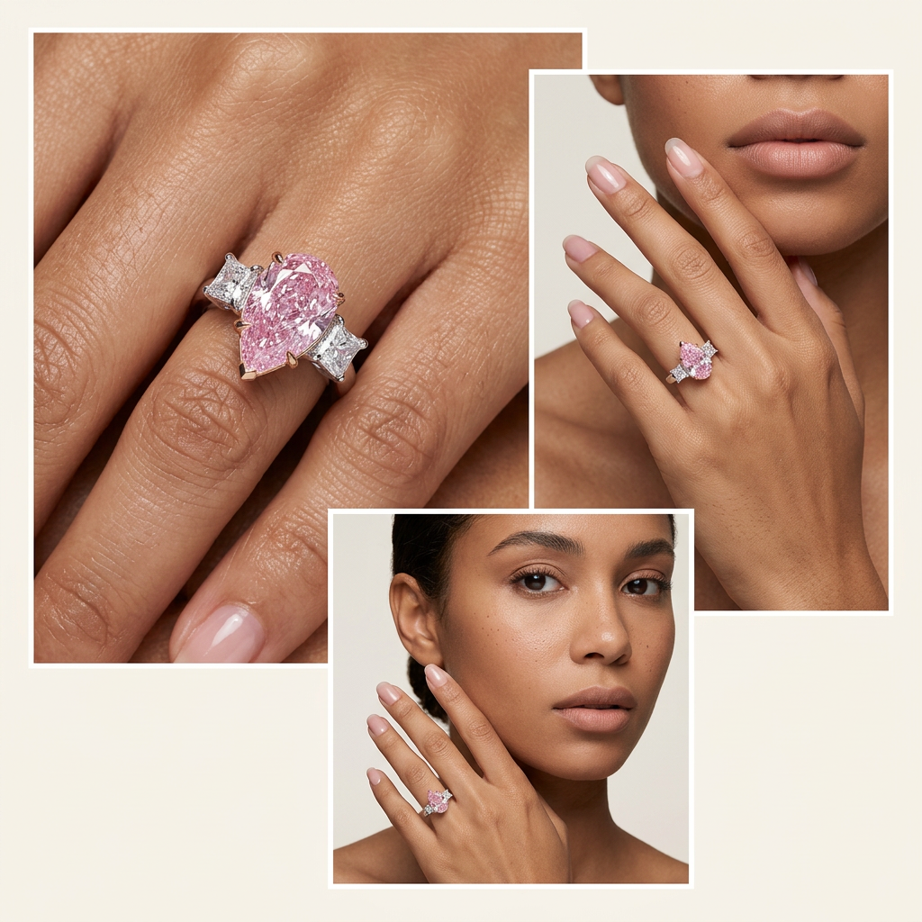 Josephine - Pear Cut Pink Diamond Ring