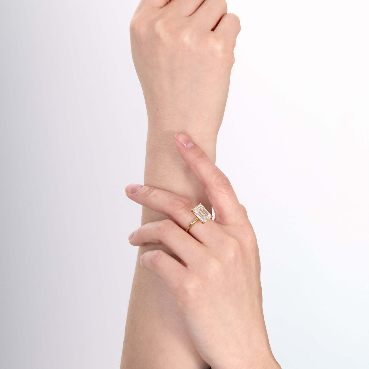 Jude engagement ring styled solo, perfect for proposals or vows