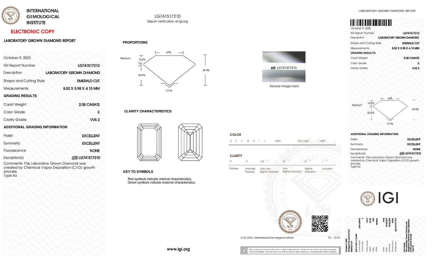 Jude-2,08 ct Smaragdgeschliffener Labor-Diamantring